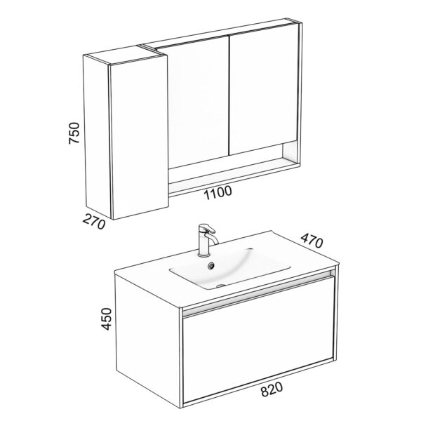 Config L Mirror With 800 Basin