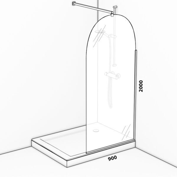 Shower Arch 900X2000 Black Trim 01