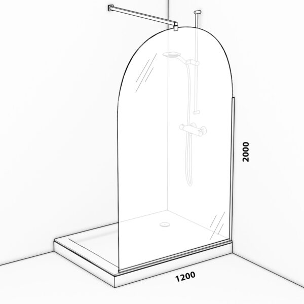 Shower Arch 1200X2000 Black Trim